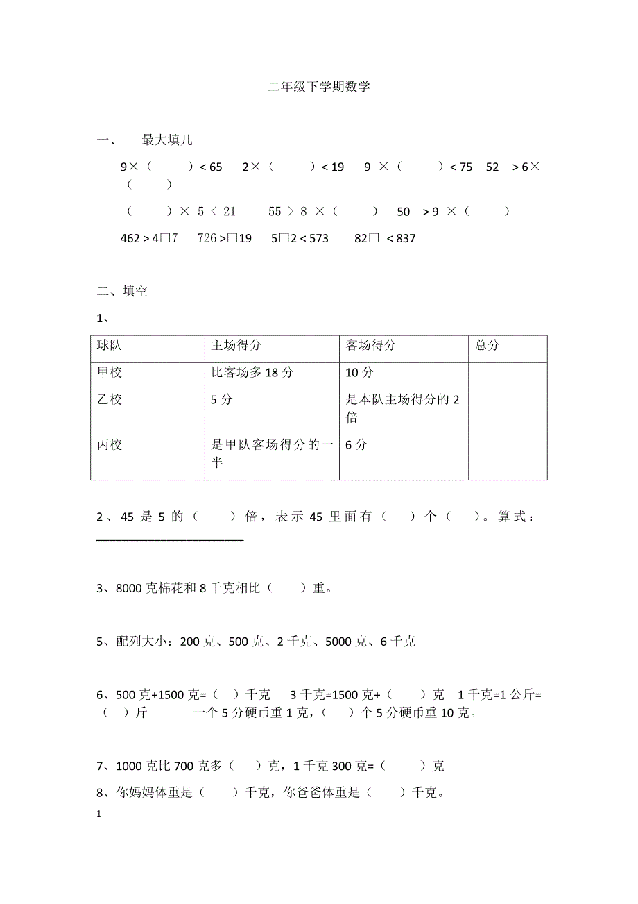 二年级下学期数学-错题集(全)_第1页