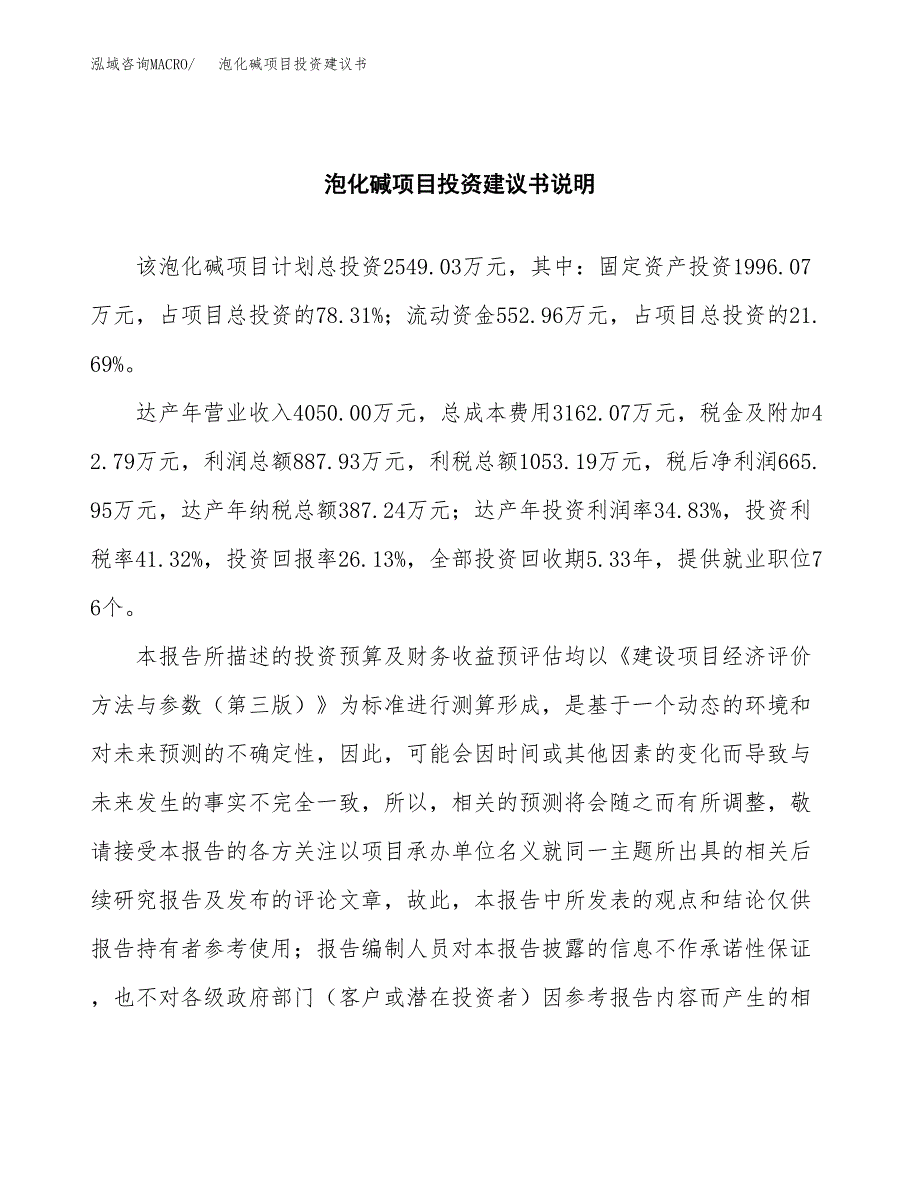 泡化碱项目投资建议书(总投资3000万元)_第2页