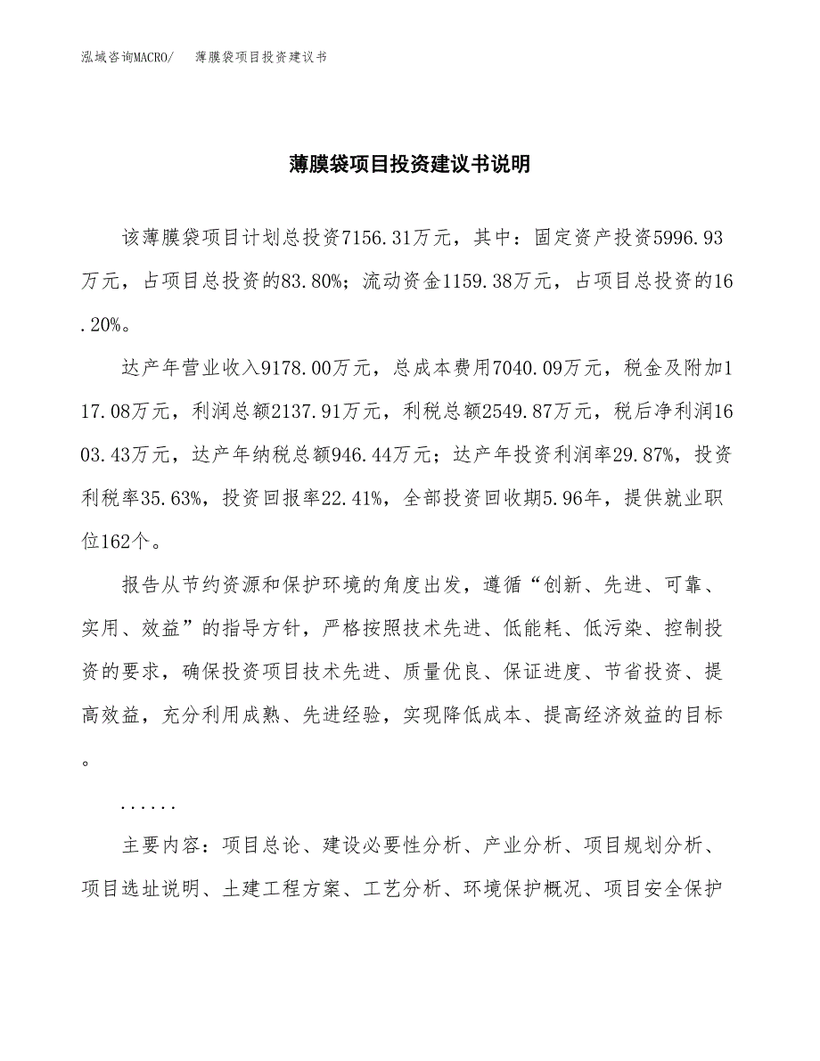 薄膜袋项目投资建议书(总投资7000万元)_第2页