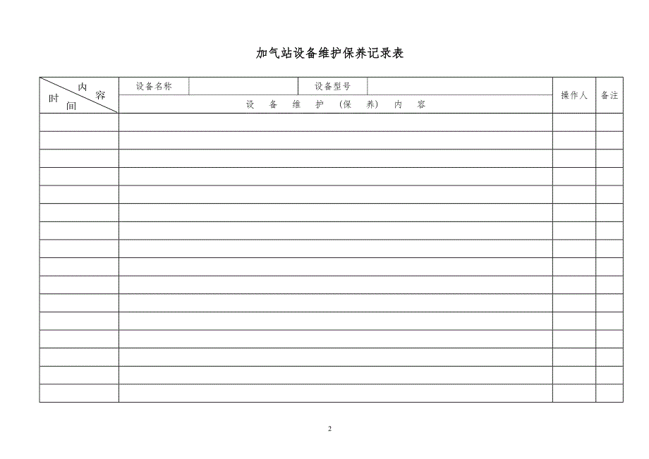 加气站设备维护保养记录表_第1页