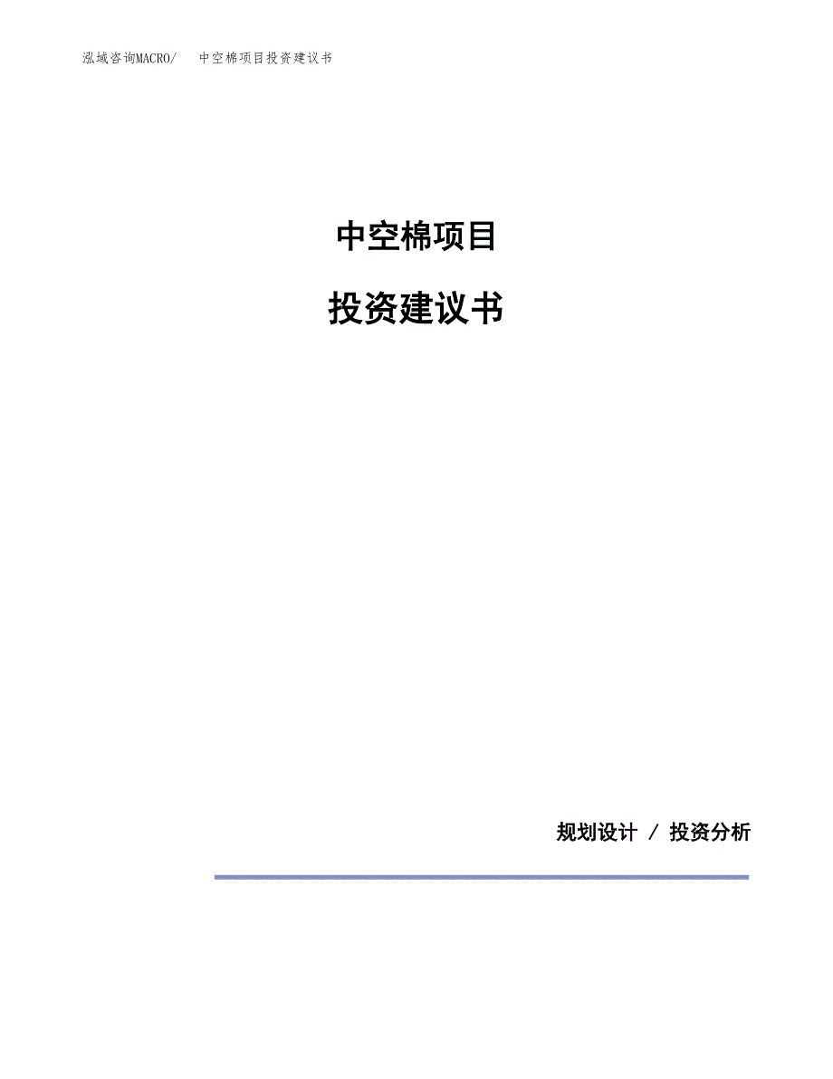 中空棉项目投资建议书(总投资2000万元)_第1页