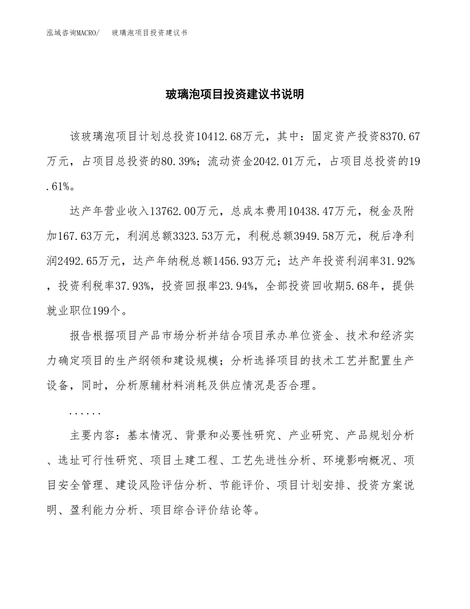 玻璃泡项目投资建议书(总投资10000万元)_第2页