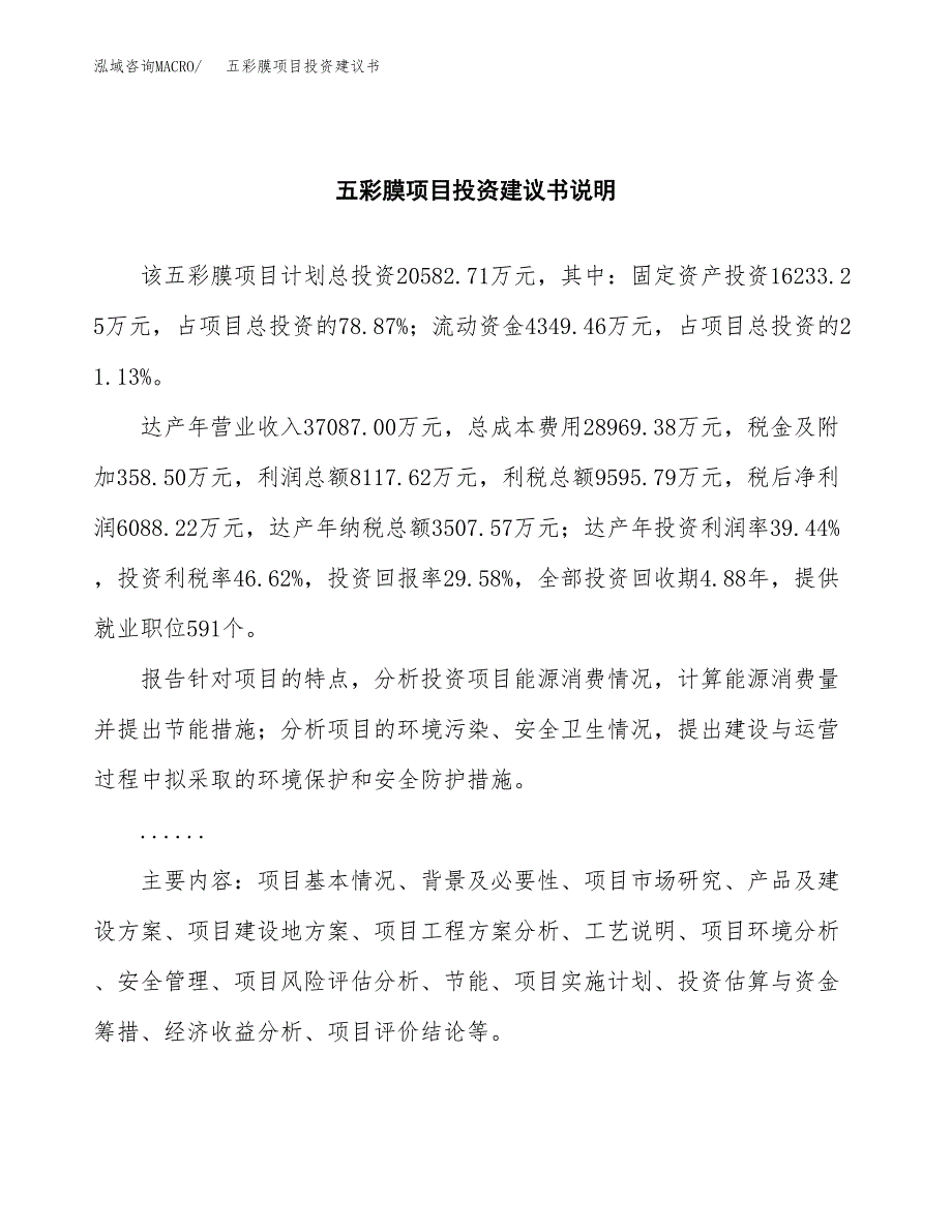 五彩膜项目投资建议书(总投资21000万元)_第2页