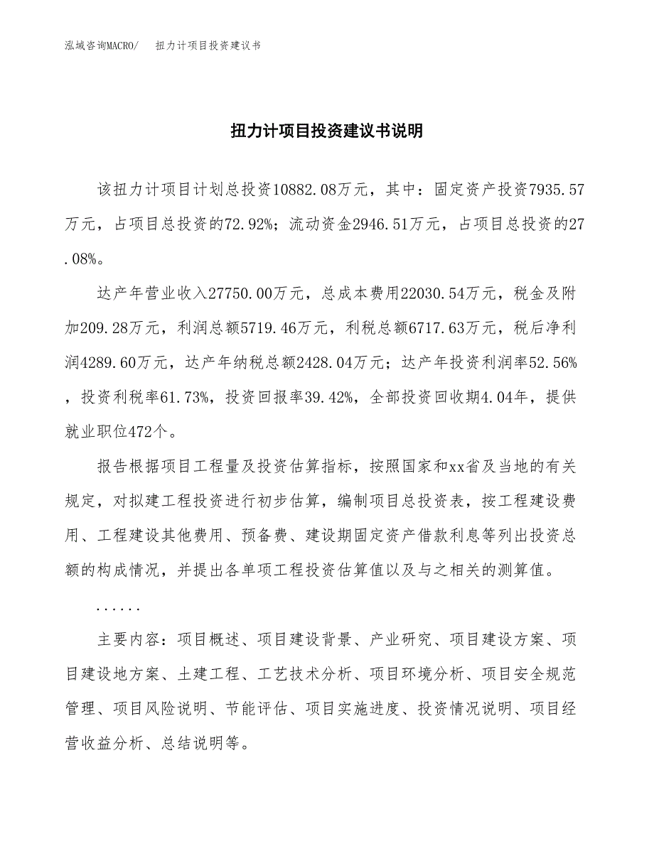 扭力计项目投资建议书(总投资11000万元)_第2页