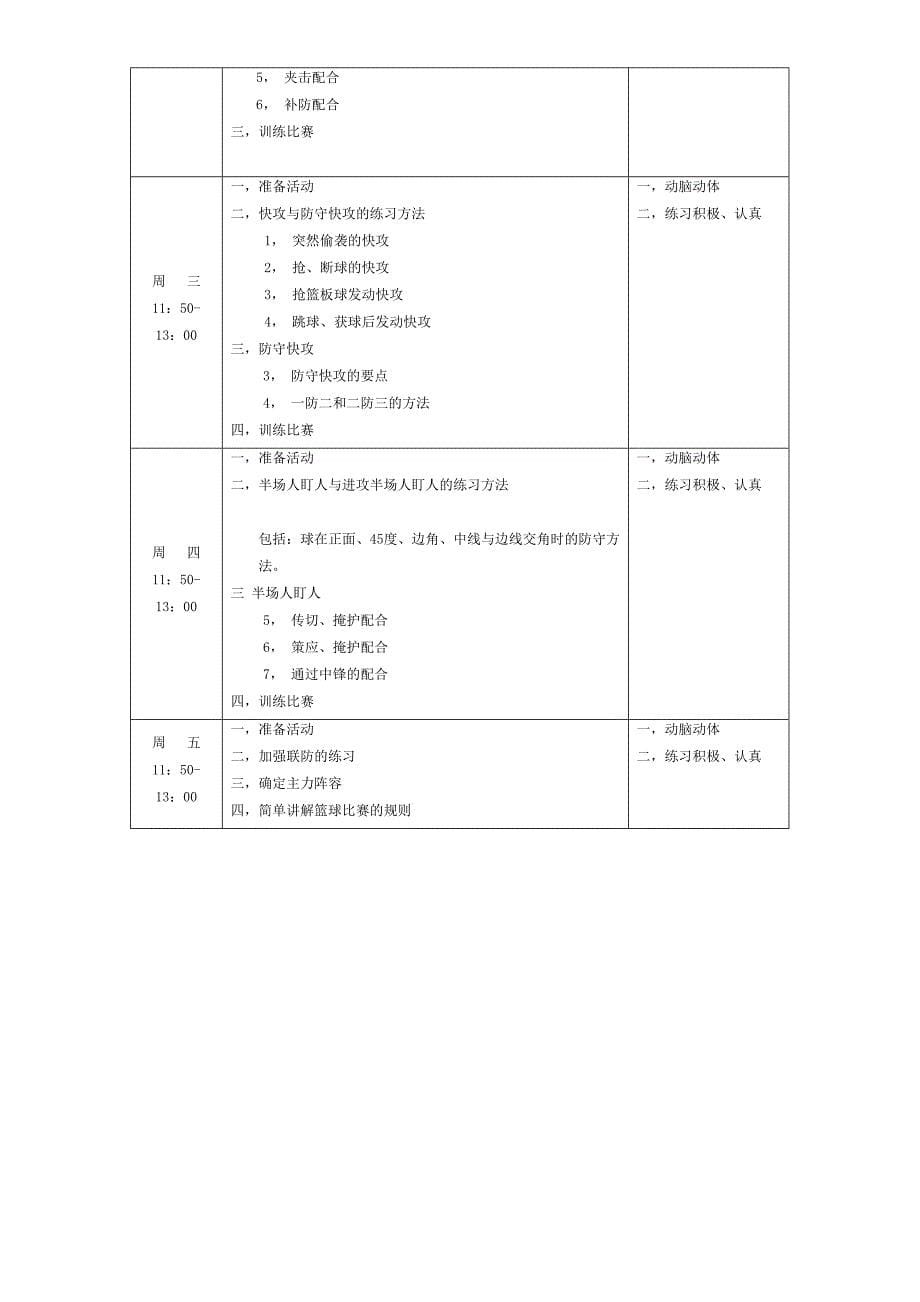 篮球训练周计划[1]_第5页