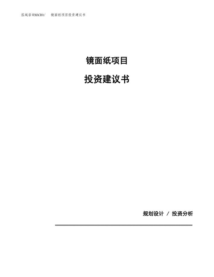 镜面纸项目投资建议书(总投资4000万元)