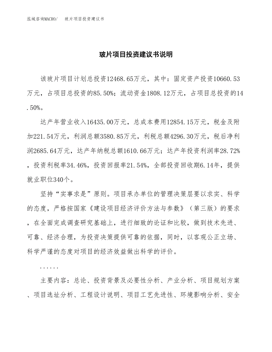 玻片项目投资建议书(总投资12000万元)_第2页