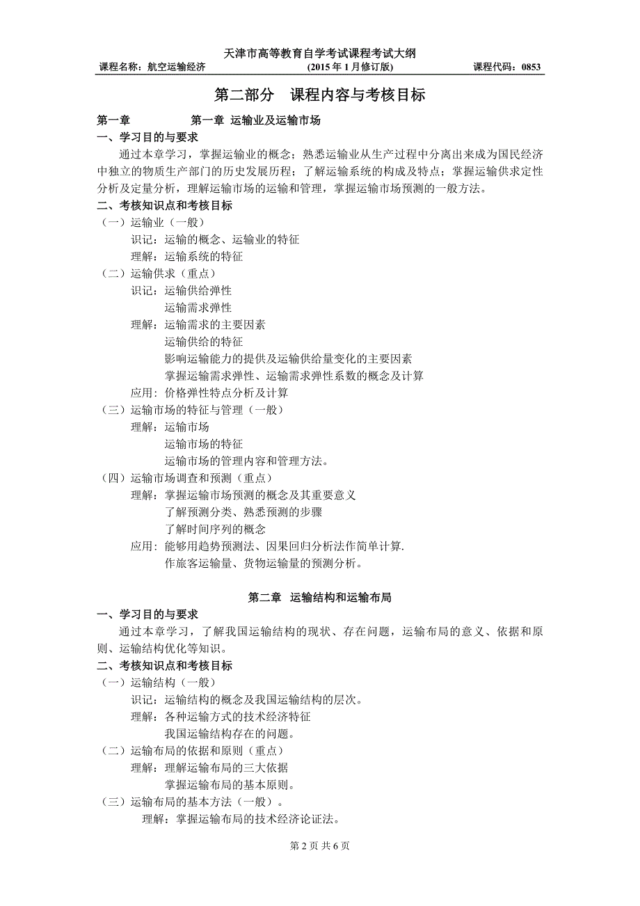 航空运输经济考试大纲-天津教育招生考试院_第2页