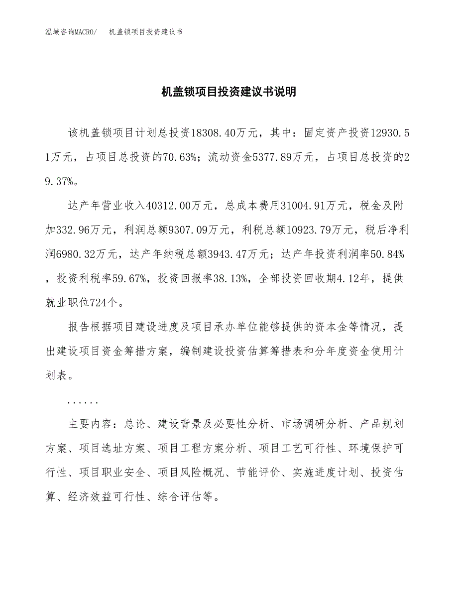 机盖锁项目投资建议书(总投资18000万元)_第2页