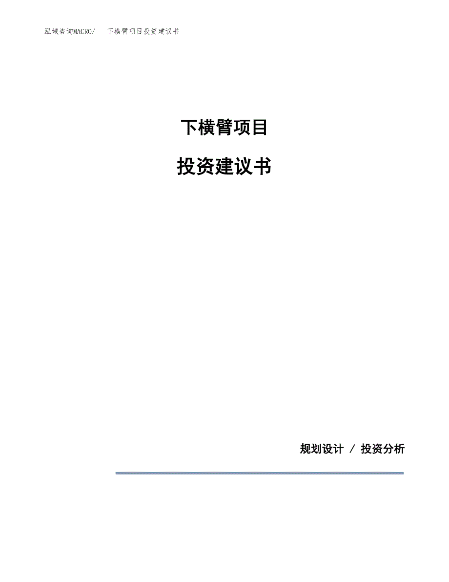 下横臂项目投资建议书(总投资6000万元)_第1页