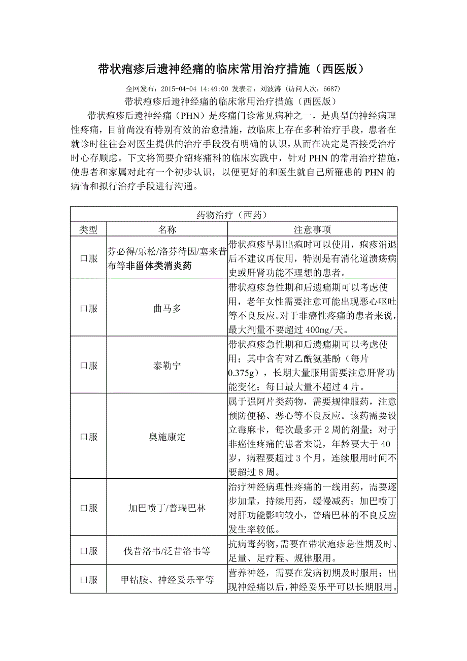 带状疱疹后遗神经痛的常用治疗措施_第1页