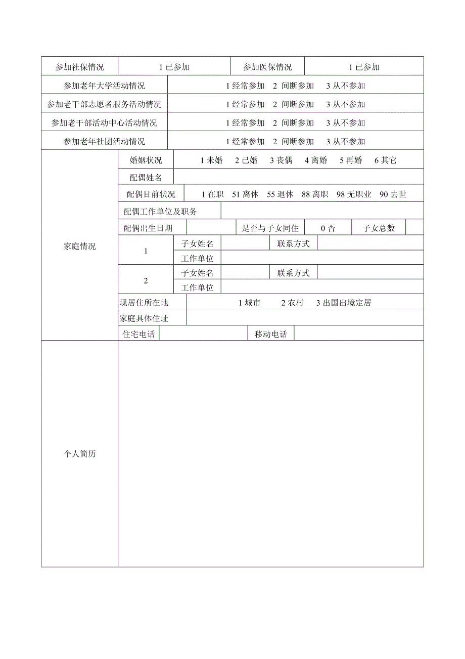 离退休干部信息采集表样表_第2页