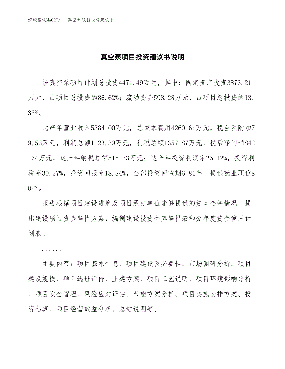 真空泵项目投资建议书(总投资4000万元)_第2页