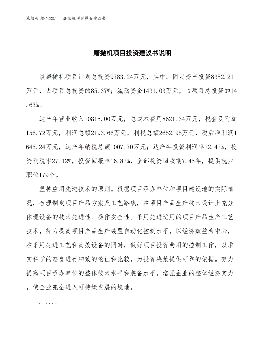 磨抛机项目投资建议书(总投资10000万元)_第2页