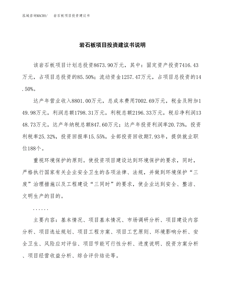 岩石板项目投资建议书(总投资9000万元)_第2页