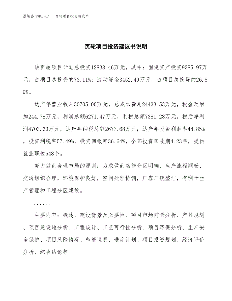 页轮项目投资建议书(总投资13000万元)_第2页