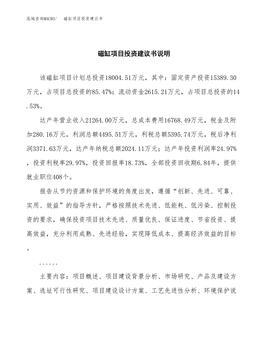 磁缸项目投资建议书(总投资18000万元)_第2页