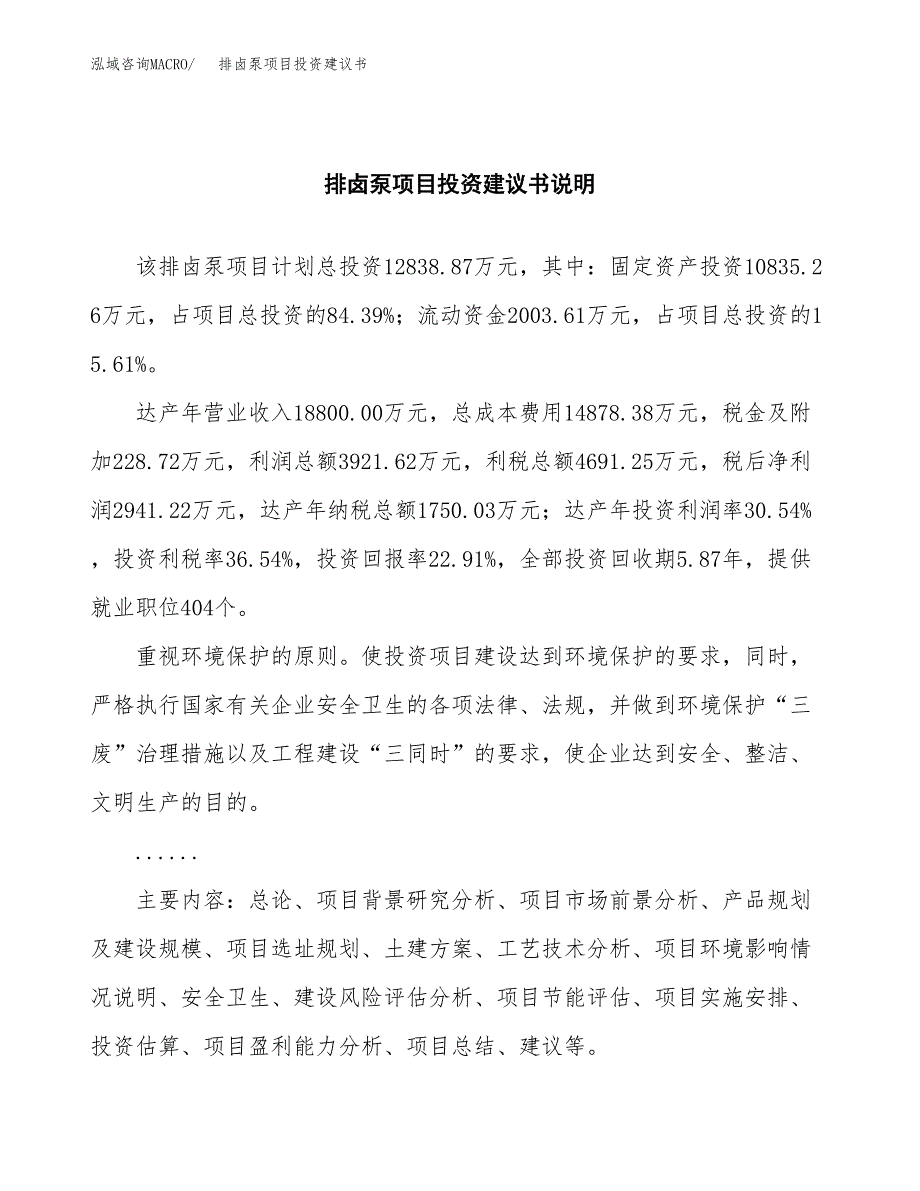 排卤泵项目投资建议书(总投资13000万元)_第2页