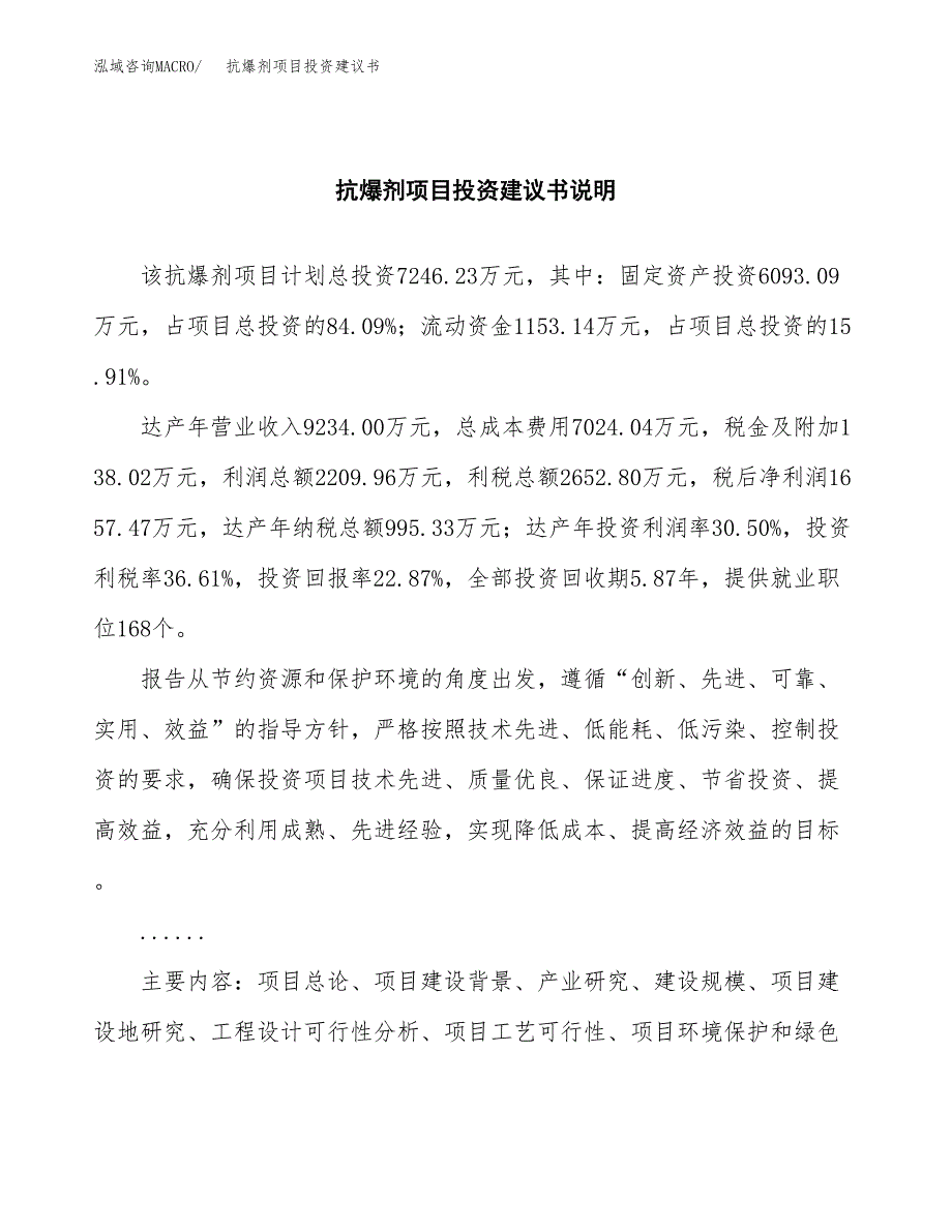 抗爆剂项目投资建议书(总投资7000万元)_第2页