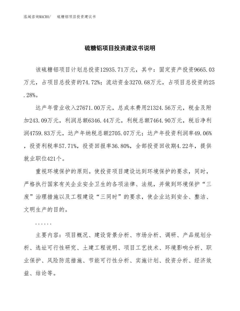 硫糖铝项目投资建议书(总投资13000万元)_第2页