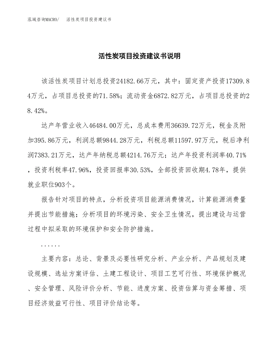 活性炭项目投资建议书(总投资24000万元)_第2页