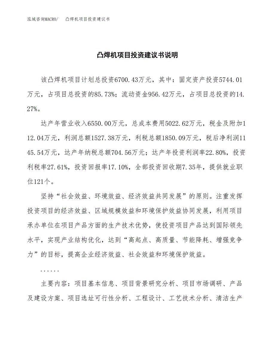 凸焊机项目投资建议书(总投资7000万元)_第2页