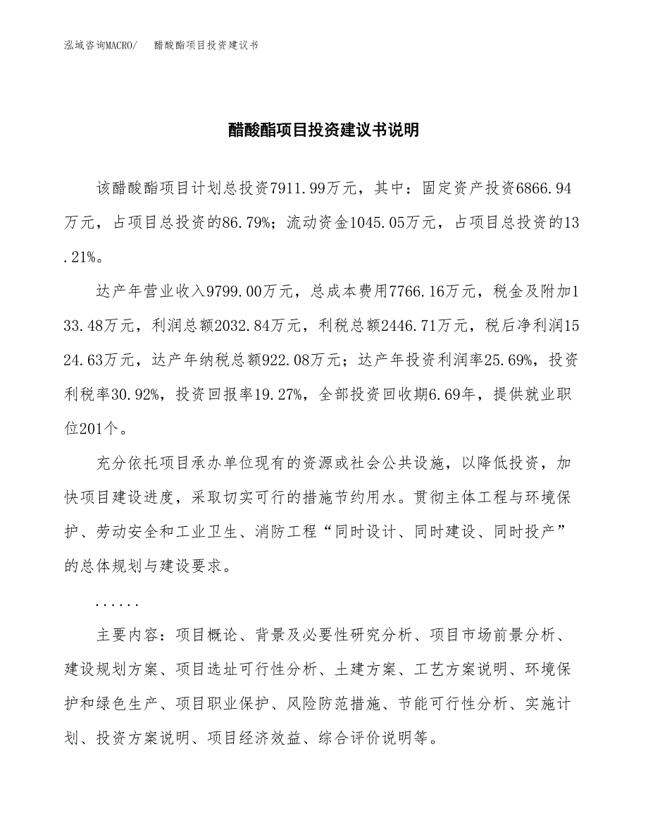 醋酸酯项目投资建议书(总投资8000万元)_第2页