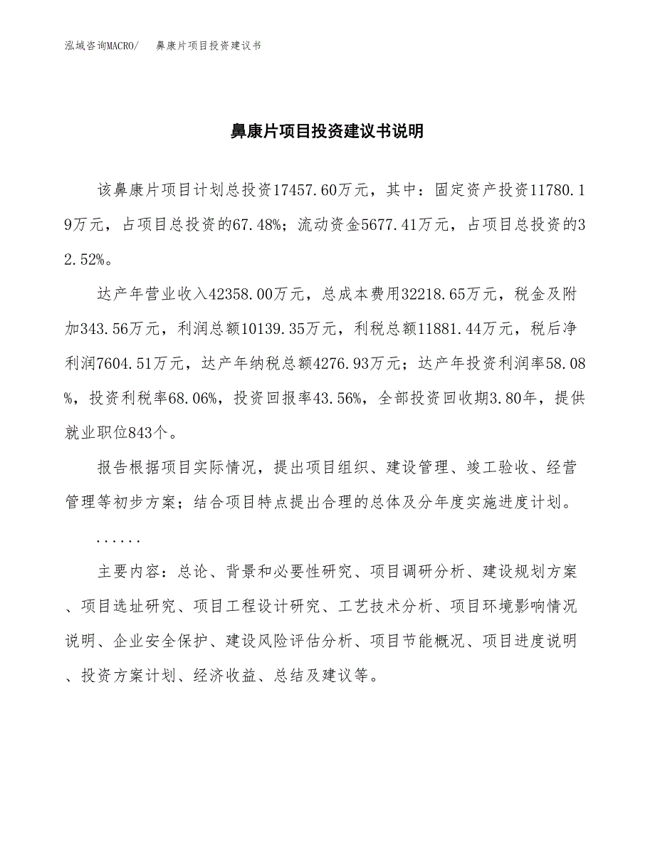 鼻康片项目投资建议书(总投资17000万元)_第2页