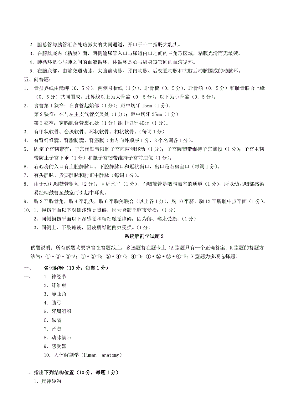 六套系统解剖学试题及答案57269_第4页