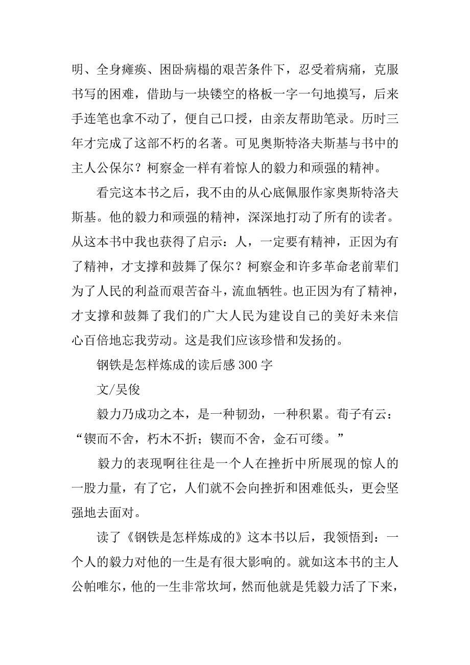 钢铁是怎样炼成的心得体会三百字.doc_第5页