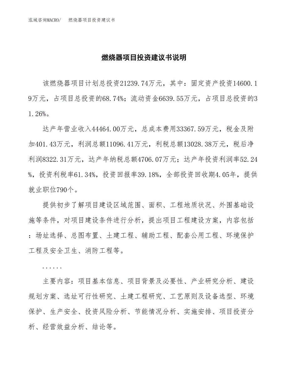 燃烧器项目投资建议书(总投资21000万元)_第2页