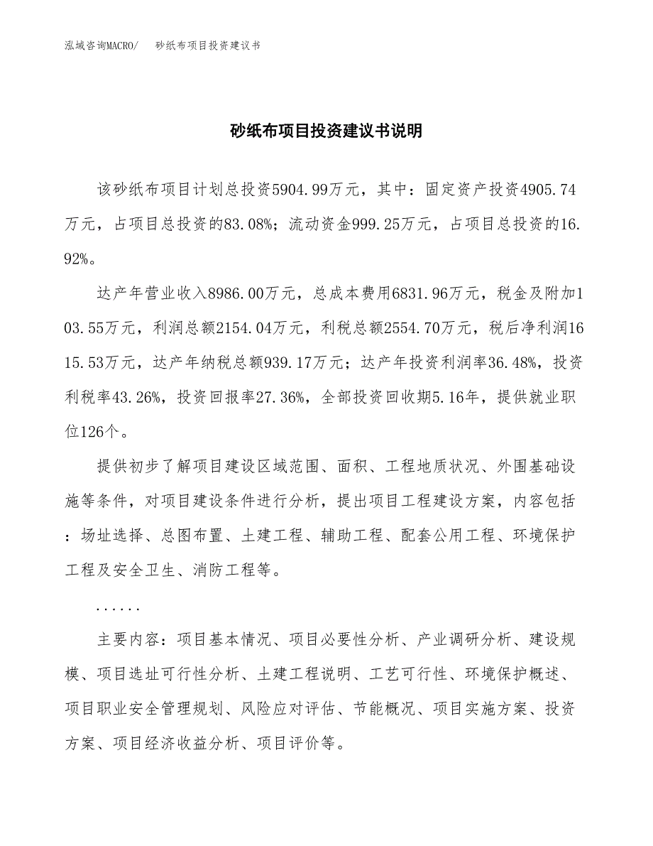 砂纸布项目投资建议书(总投资6000万元)_第2页