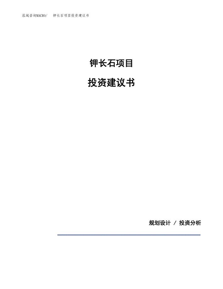 钾长石项目投资建议书(总投资22000万元)