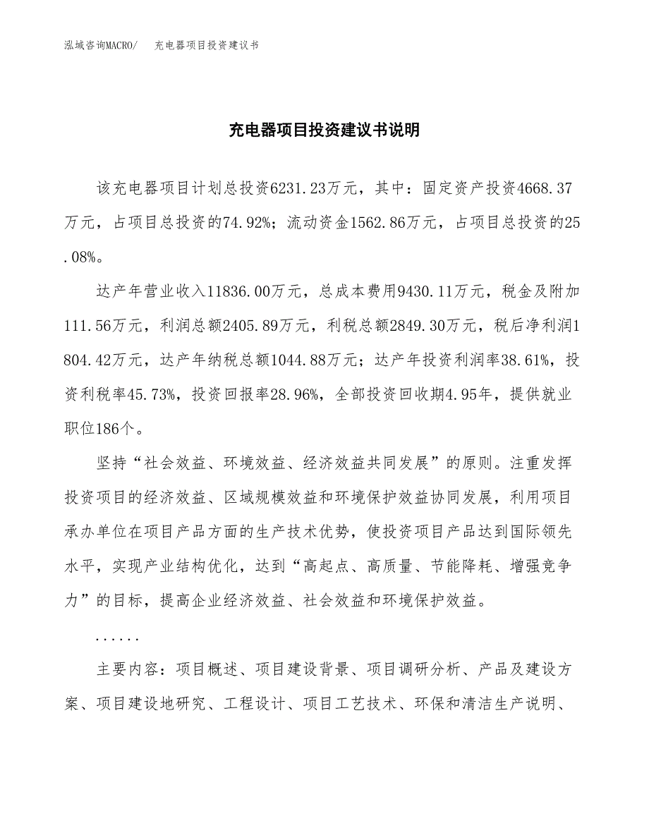 充电器项目投资建议书(总投资6000万元)_第2页