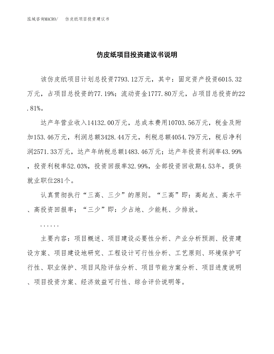 仿皮纸项目投资建议书(总投资8000万元)_第2页