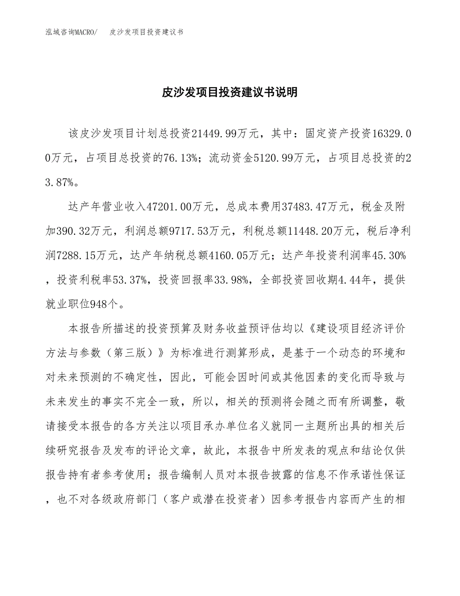 皮沙发项目投资建议书(总投资21000万元)_第2页