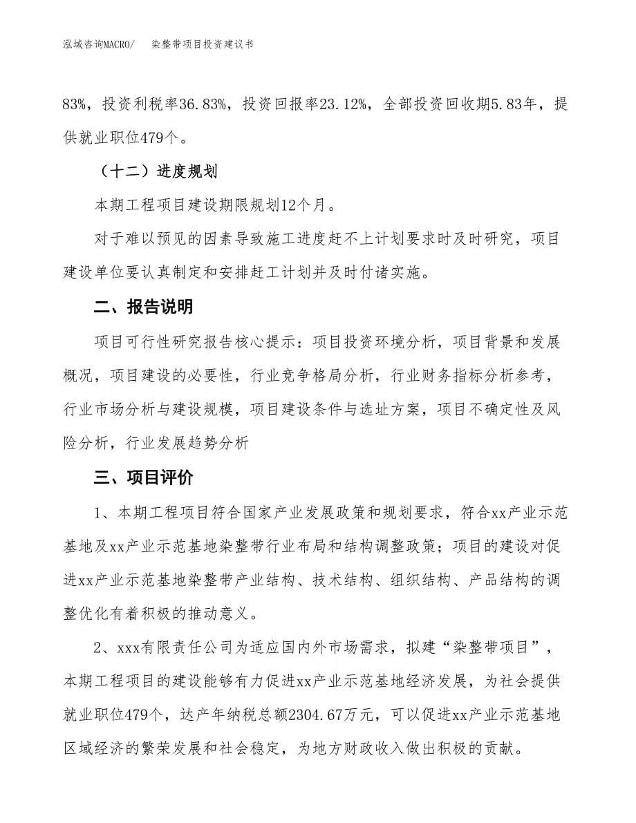 染整带项目投资建议书(总投资17000万元)_第5页