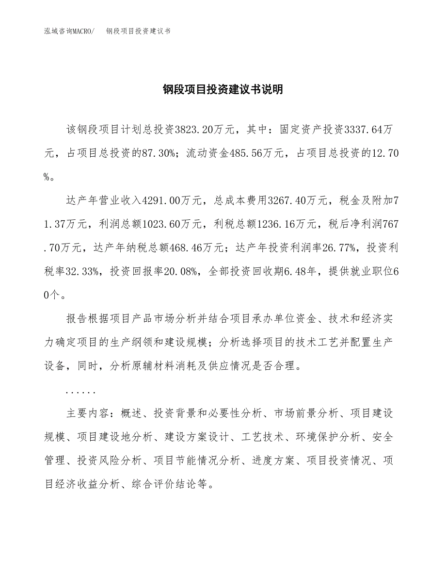 钢段项目投资建议书(总投资4000万元)_第2页