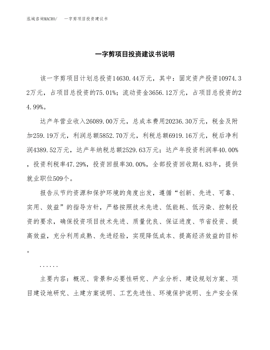 一字剪项目投资建议书(总投资15000万元)_第2页