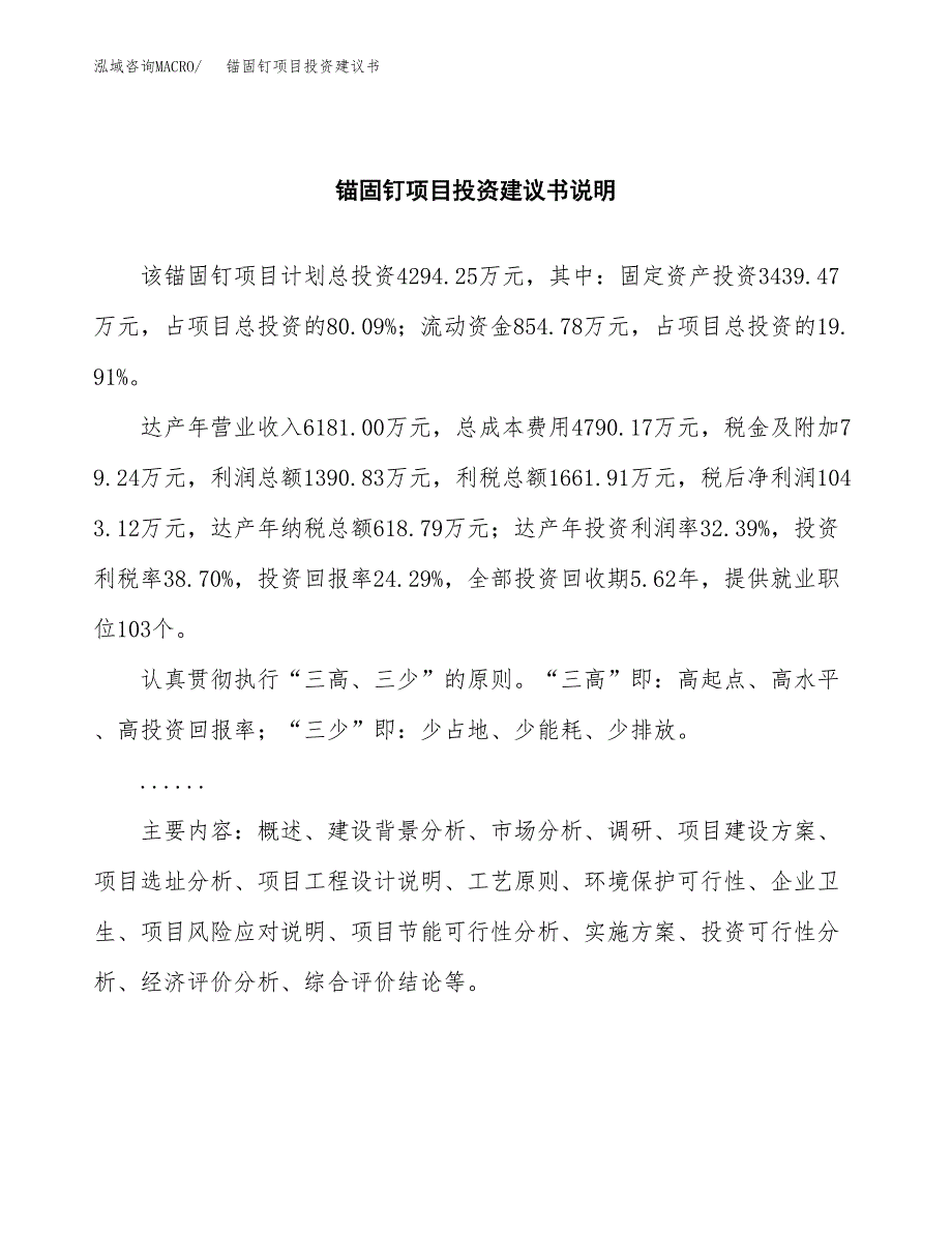 锚固钉项目投资建议书(总投资4000万元)_第2页