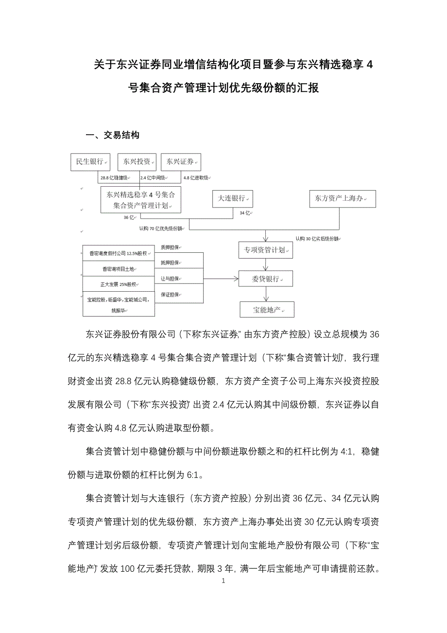 东兴证券同业增信结构化项目汇报课件资料_第1页