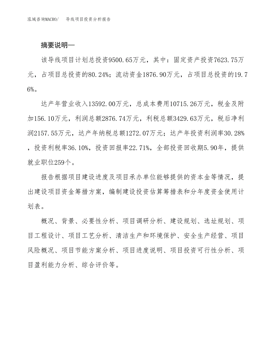 导线项目投资分析报告(总投资10000万元)_第2页