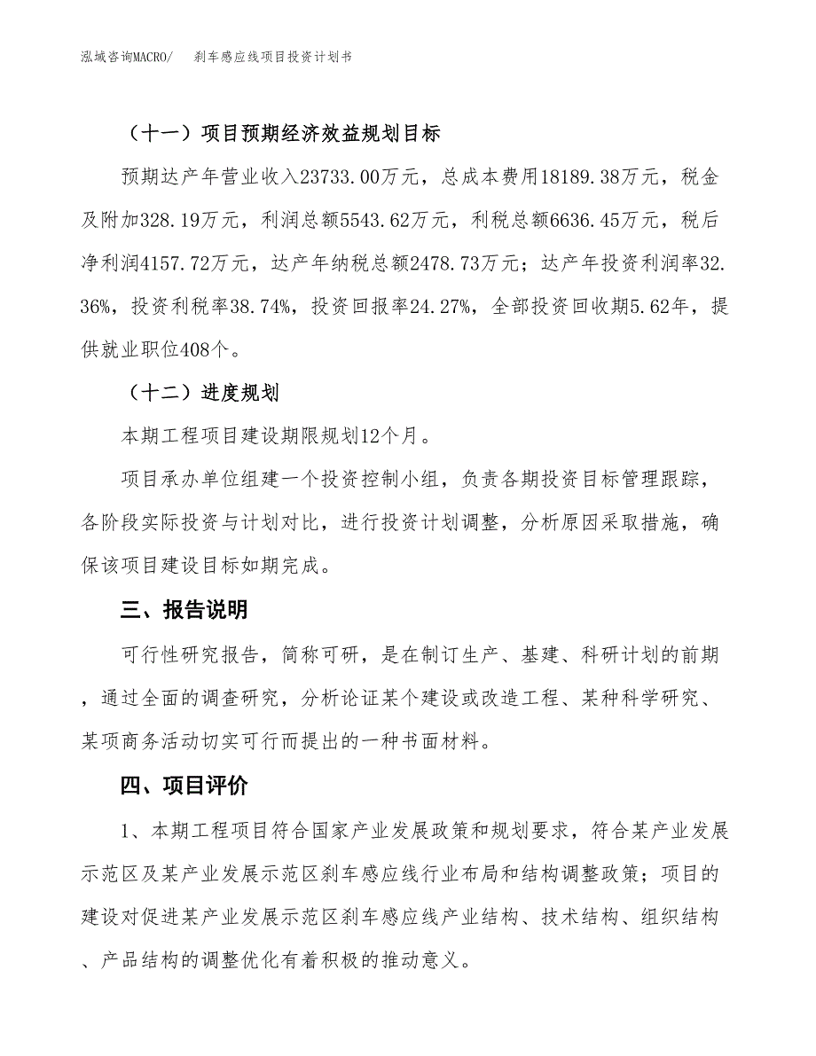 （参考版）刹车感应线项目投资计划书_第4页