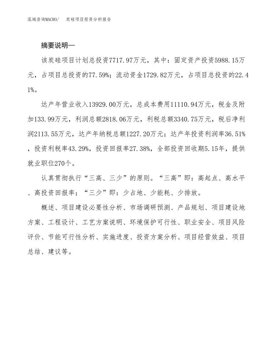 炭硅项目投资分析报告(总投资8000万元)_第2页