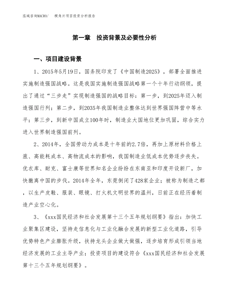 楔角片项目投资分析报告(总投资7000万元)_第3页