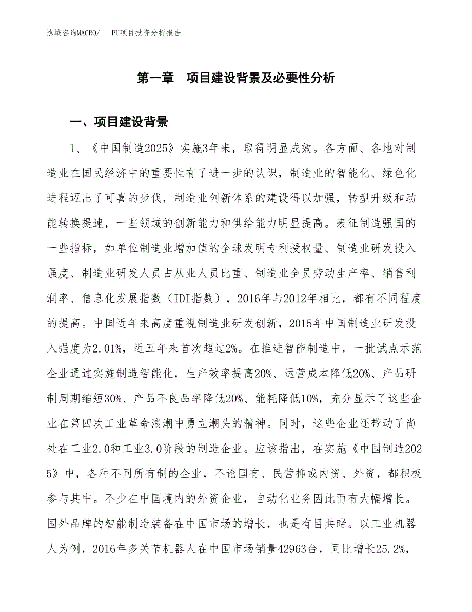 PU项目投资分析报告(总投资19000万元)_第3页