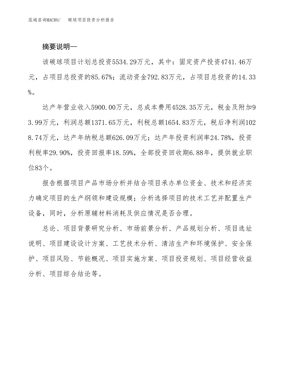 碳球项目投资分析报告(总投资6000万元)_第2页