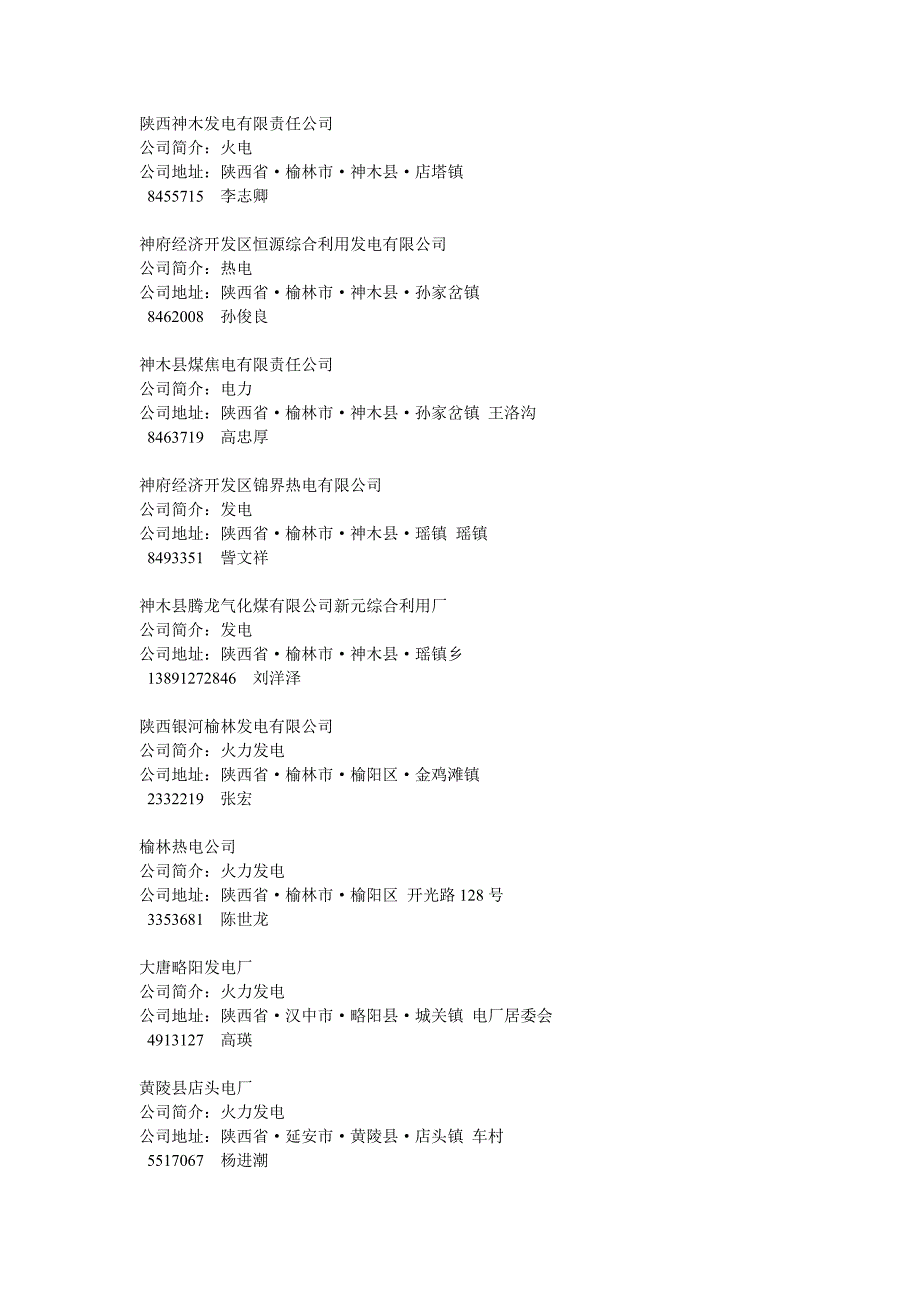 陕西火力发电业企业名录分析_第2页