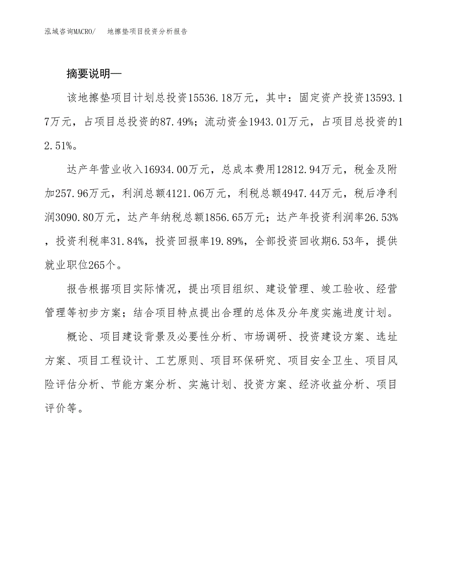 地擦垫项目投资分析报告(总投资16000万元)_第2页