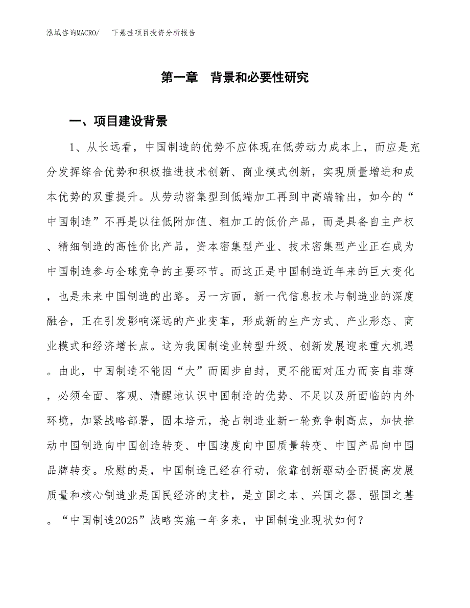 下悬挂项目投资分析报告(总投资9000万元)_第3页